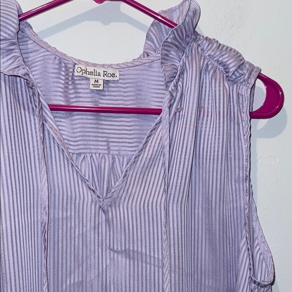 Ophelia Roe Medium Sheer Lavender Striped Sleeveless Top - Picture 7 of 9